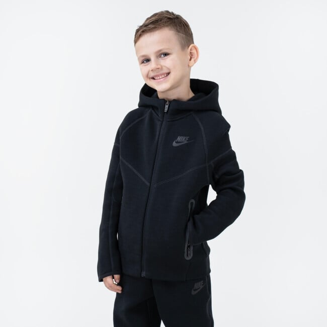 black nike tech fleece tracksuit junior