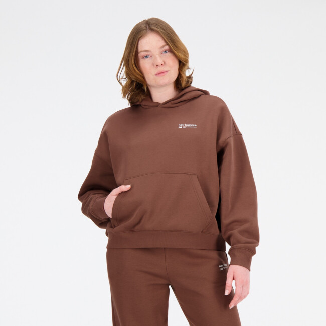 NEW BALANCE WOMEN'S LINEAR HERITAGE BRUSHED BACK FLEECE HOODIE