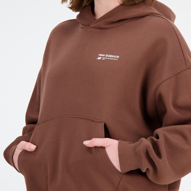 NEW BALANCE WOMEN'S LINEAR HERITAGE BRUSHED BACK FLEECE HOODIE