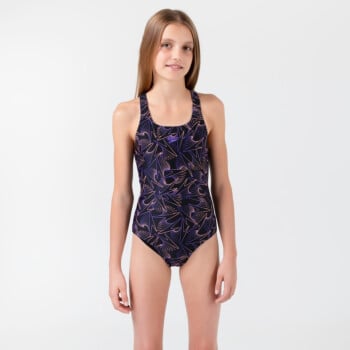 Speedo Girls Racerback Sport Splice One Piece Swimsuit (US, Alpha, Small, Regular, Turkish Sea Blue/Neon Light Green