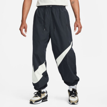 nike woven swoosh cargo pants with belt in black