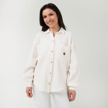 CONVERSE WOMEN'S WAFFLE KNIT BUTTON-DOWN OVERSIZED SHIRT