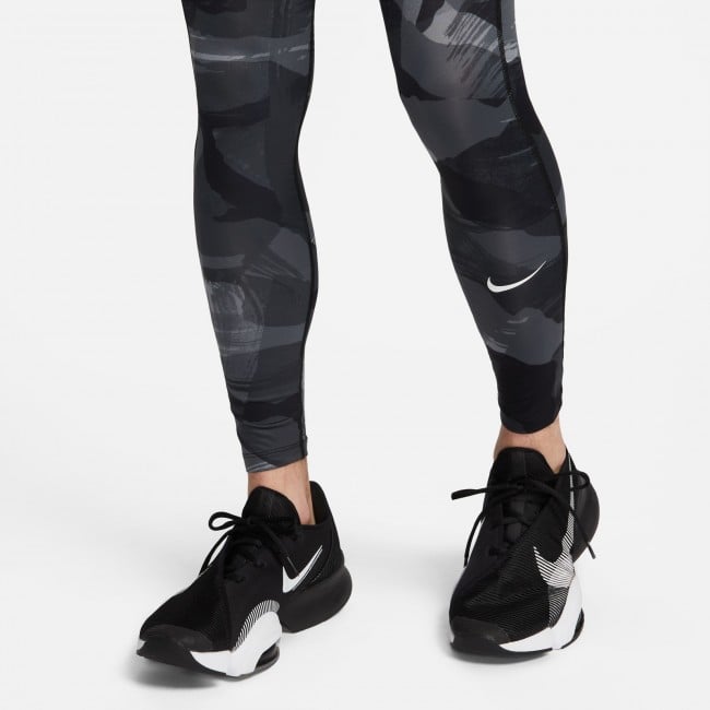 Nike Pro Combat Dri-Fit Adult L Black/Grey/Black Striped Foot Straps  Leggings