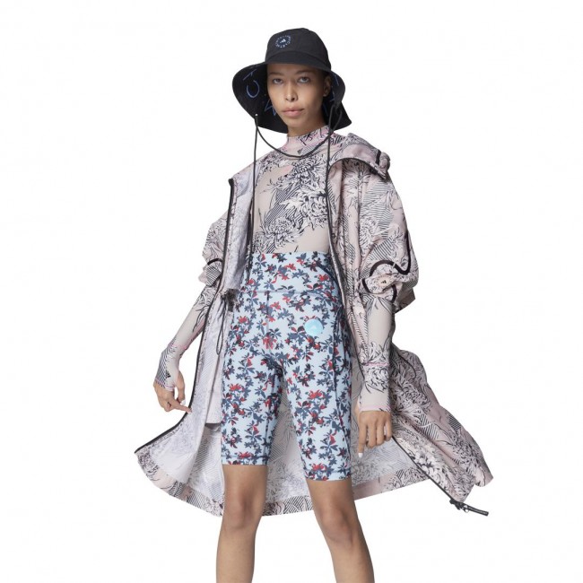 adidas by stella mccartney long lightweight allover print parka