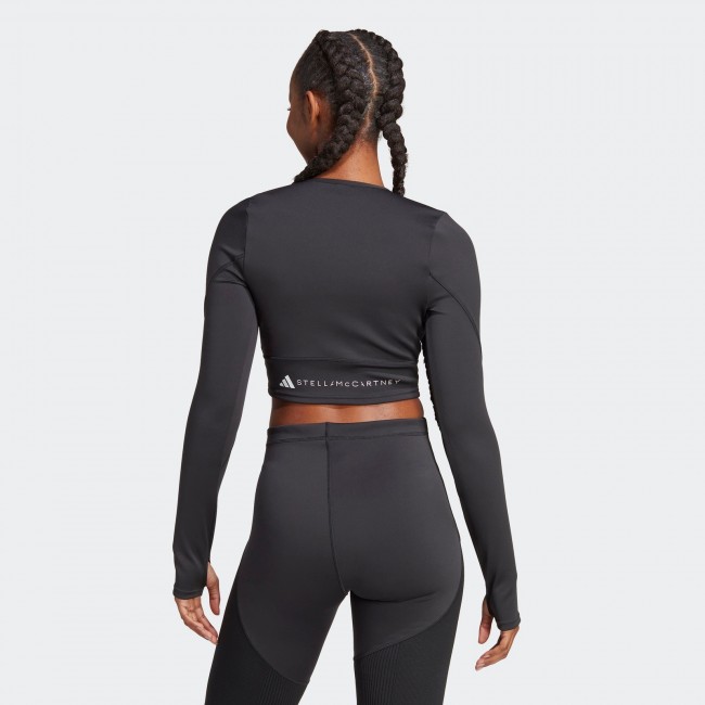 Adidas by stella mccartney truestrength flat-knit long sleeve crop top, tops and shirts, Training