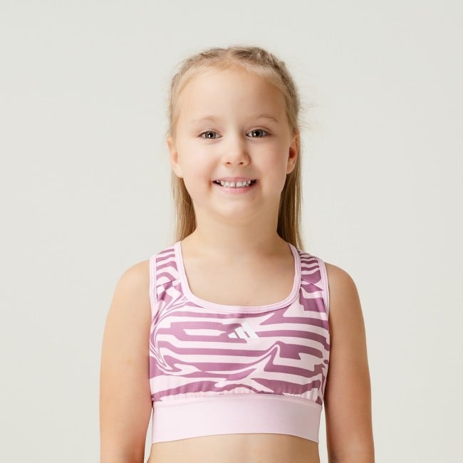 Adidas junior girls aeroready powerreact print padded sports bra, sports  bras, Training