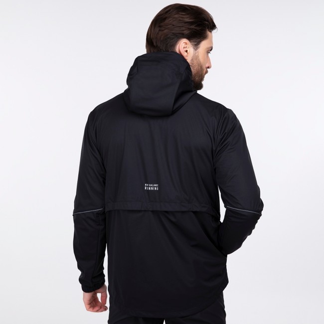 New balance mens lightweight water resistant hooded running jacket black online