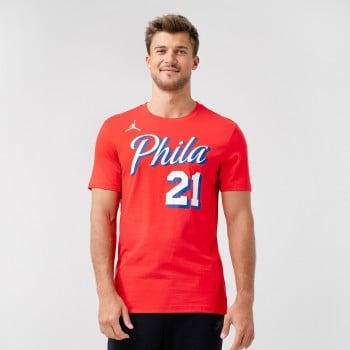 Nike Men's Philadelphia 76ers Red Courtside Max 90 T-Shirt, Small