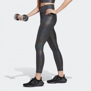 adidas Womens Optime Training Shiny Full Length Tights Green XL
